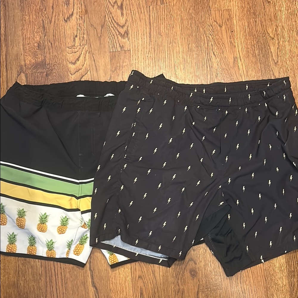 Black Athletic Shorts with Pineapple Design